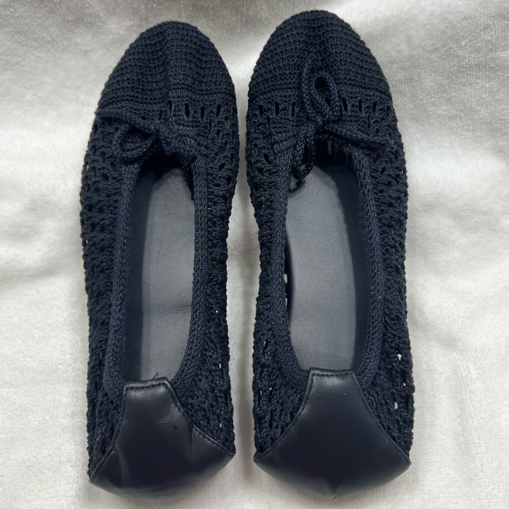 Polo Ralph Lauren Crochet Ballet Flats Navy Blue size 5.5 Made in Spain - Picture 7 of 9